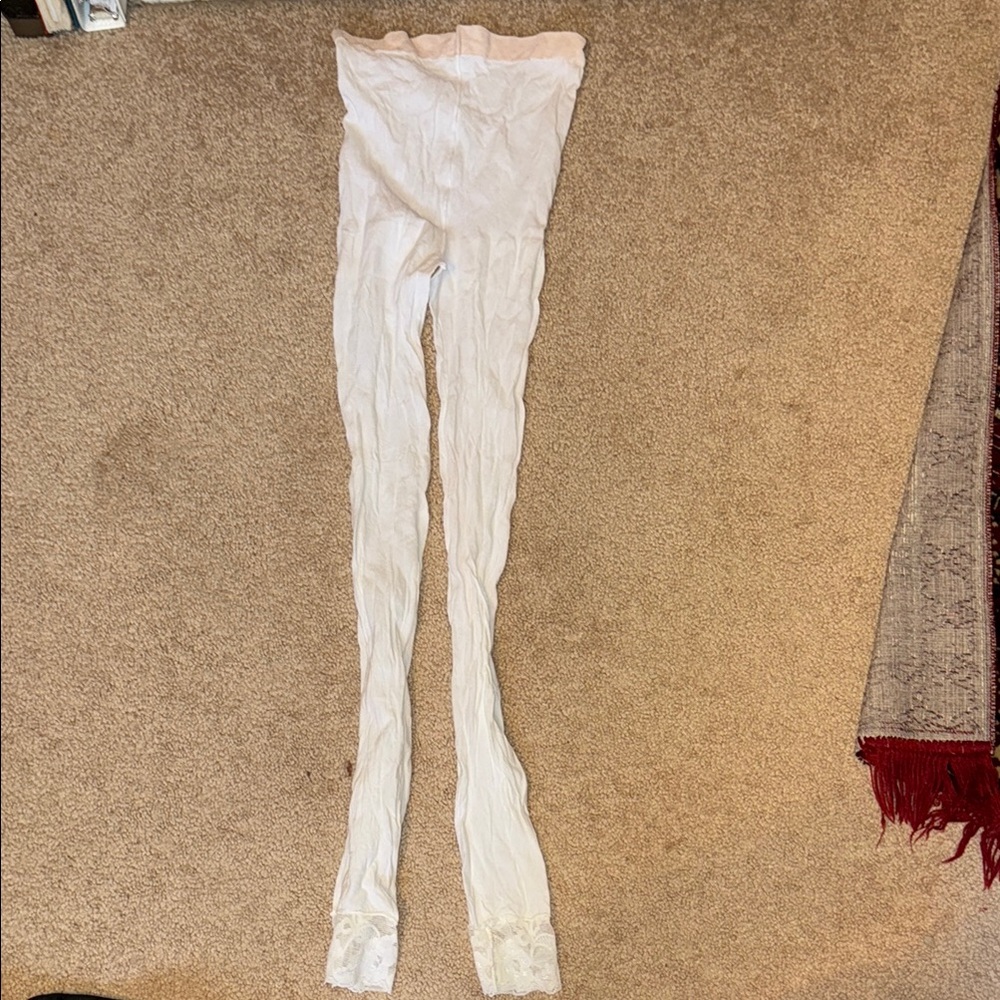 New White Lace Trim Tights (never worn)